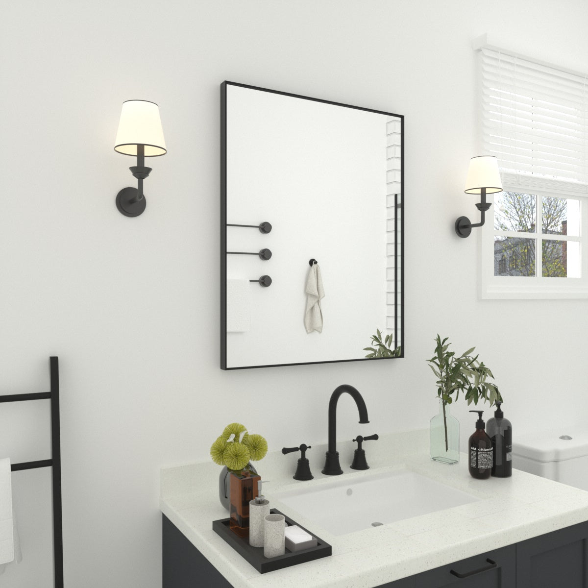 Aura 24 in. W x 30 in. H Rectangular Framed Wall Bathroom Vanity Mirro – Niveal