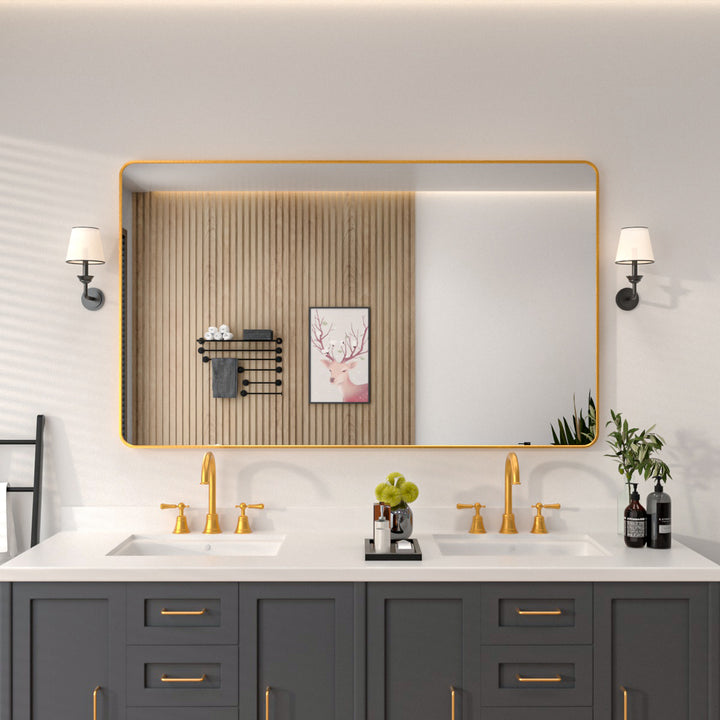 Revel 60 in. W x 36 in. H Vanity Mirror in Satin Brass