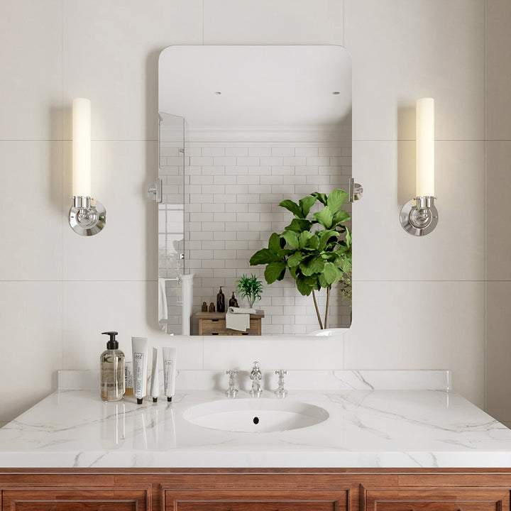 Virelia 24 in. W x 36 in. H Rectangular Framed Tilt Wall Mount Bathroom Vanity Mirror in Silver