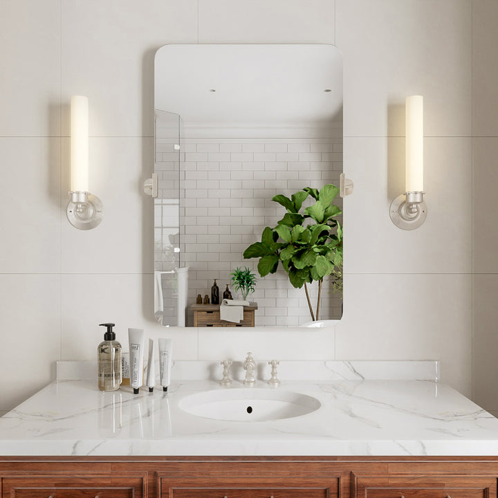 Virelia 24 in. W x 36 in. H Rectangular Framed Tilt Wall Mount Bathroom Vanity Mirror in Brushed Nickel