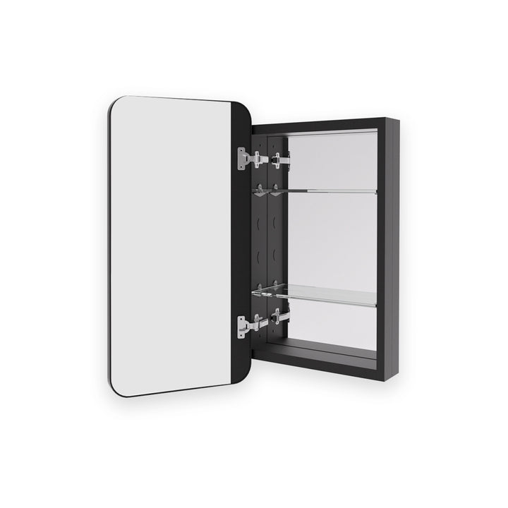 Nebris 15 in. W x 24 in. H Matte Black Rectangular Aluminum Framed Medicine Cabinet with Mirror