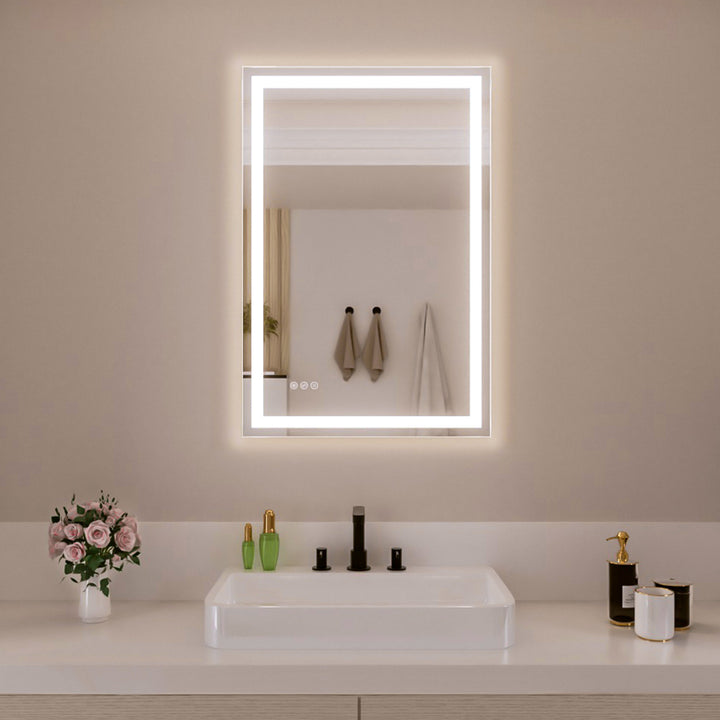 Vero 24 in. W x 36 in. H Rectangular Frameless LED Wall Bathroom Vanity Mirror with Sleek Silver Finish