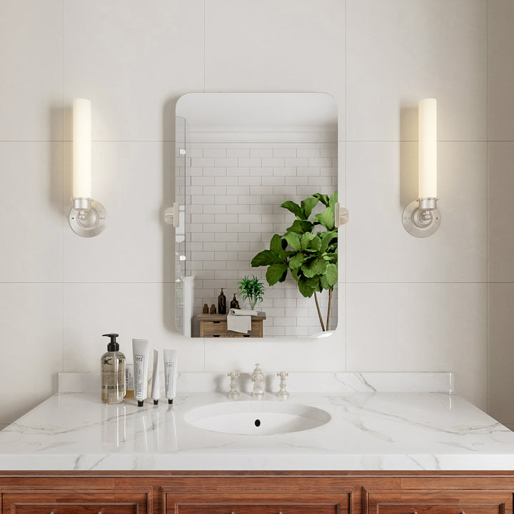 Virelia 20 in. W x 30 in. H Rectangular Framed Tilt Wall Mount Bathroom Vanity Mirror in Brushed Nickel