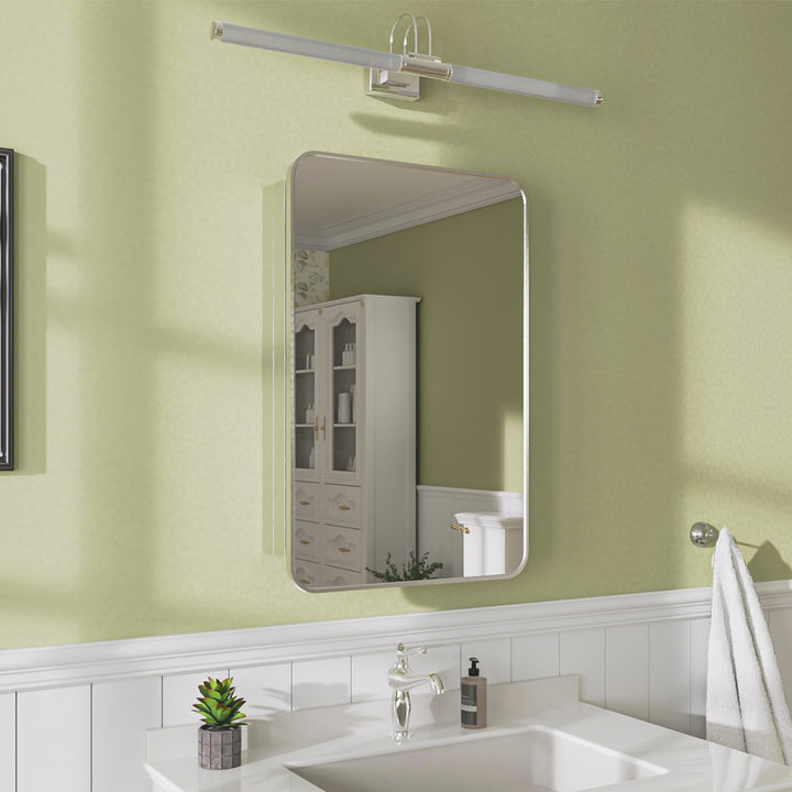 John 20 in. W x 26 in. H Rectangular Brushed Nickel Aluminum Recessed/Surface Mount Framed Medicine Cabinet with Mirror