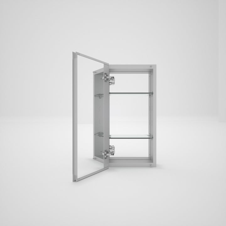 Petris 12 in. W x 24 in. H Recessed/Surface Mount Rectangular Silver Aluminum Medicine Cabinet with Mirror