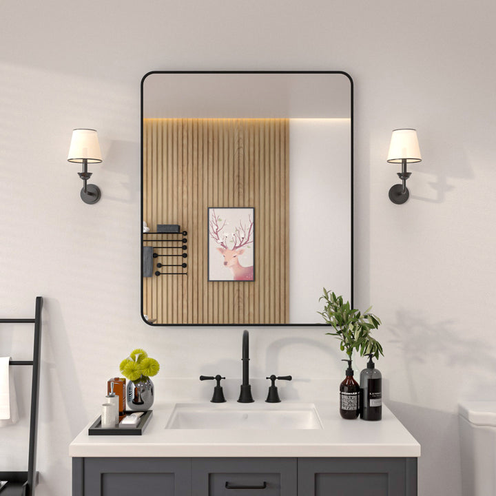 Ruhr 30 in. W x 36 in. H Rectangular Framed Wall Bathroom Vanity Mirror in Black