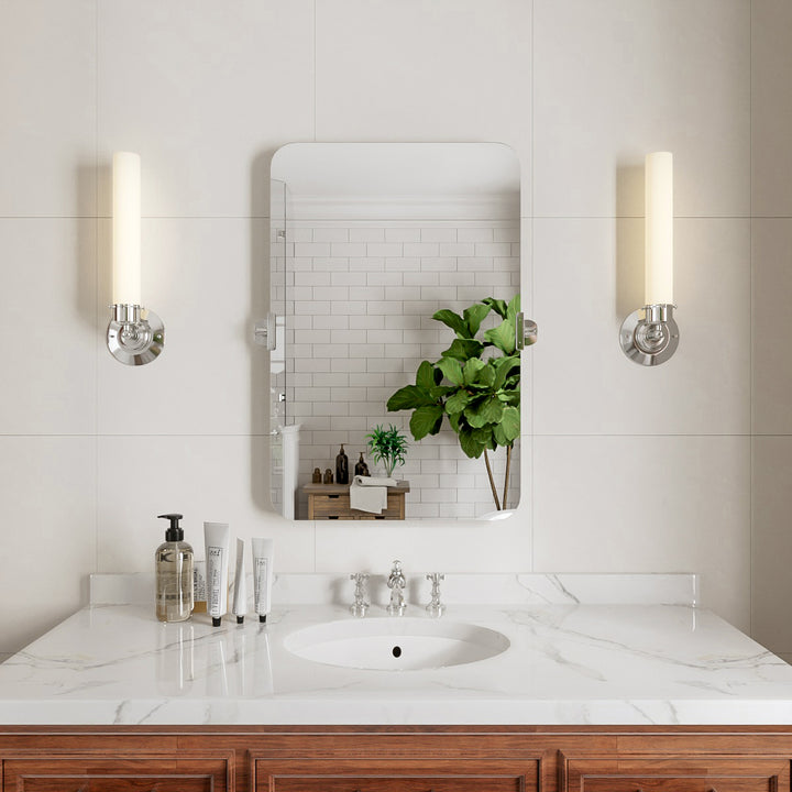 Virelia 20 in. W x 30 in. H Rectangular Framed Tilt Wall Mount Bathroom Vanity Mirror in Silver