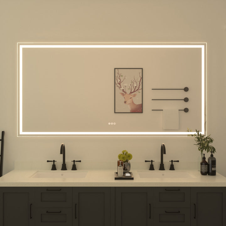 Bochum 72 in. W x 36 in. H Rectangular Frameless LED Wall Bathroom Vanity Mirror