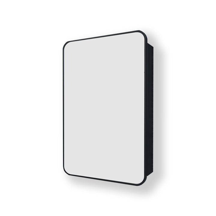 Nivis 20 in. W x 26 in. H Matte Black Rectangular Aluminum Framed Medicine Cabinet with Mirror