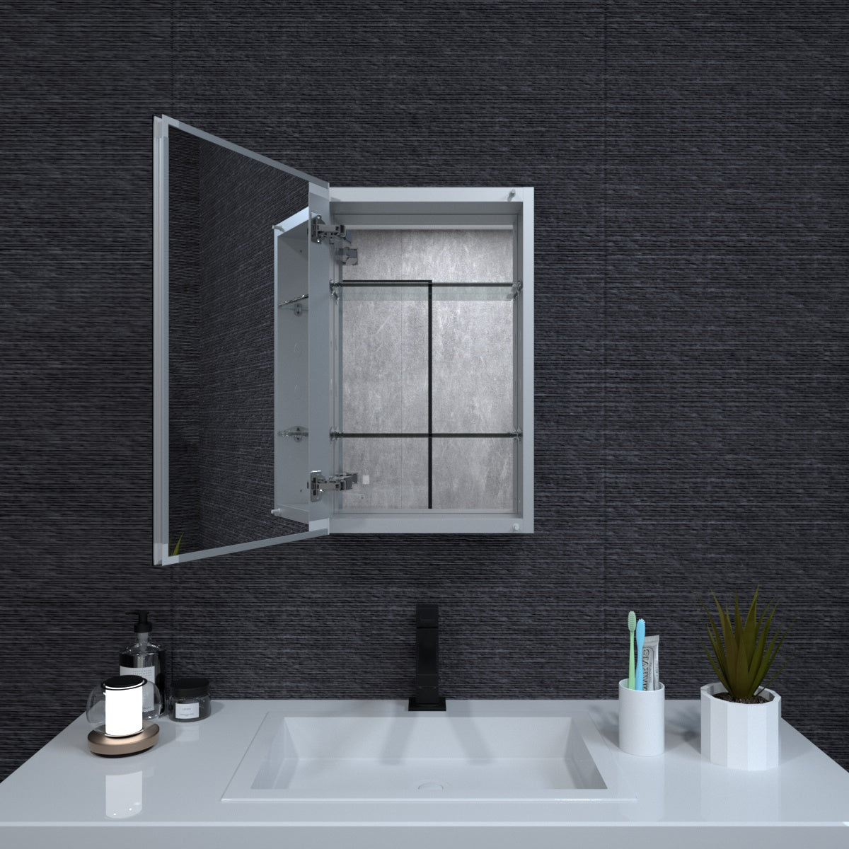 Commix 15 in. W x 24 in. H Silver Medicine Cabinet – Niveal