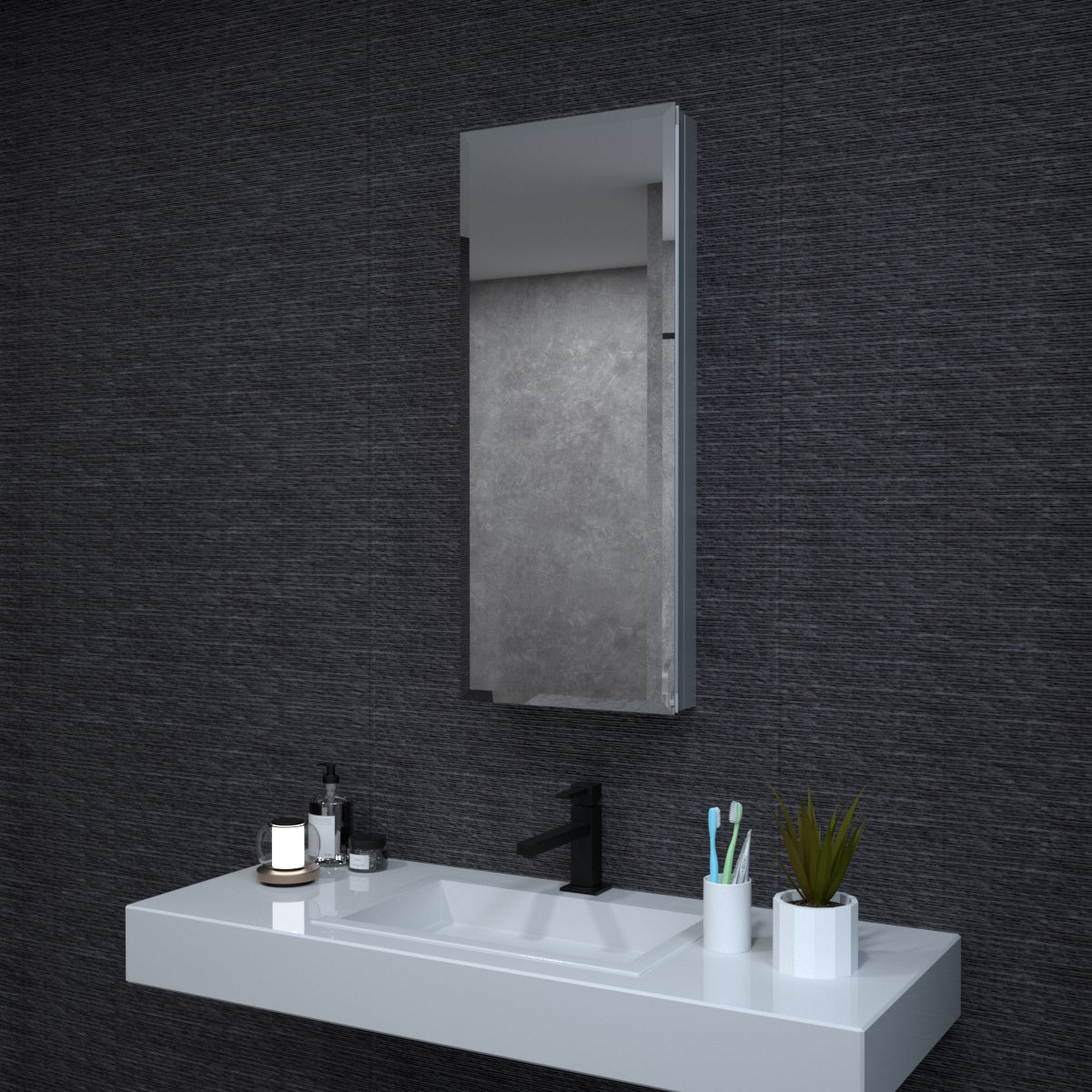 Commix 15 in. W x 36 in. H Silver Medicine Cabinet – Niveal